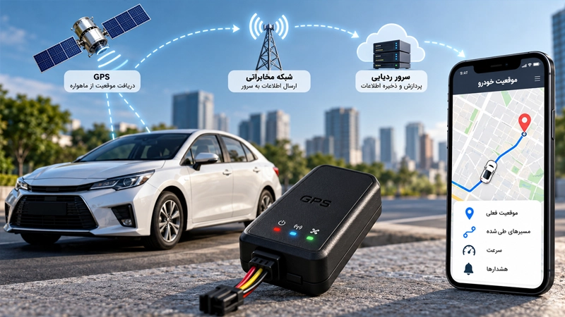 نحوه انتقال موقعیت خودرو از GPS ردیاب به سرور و اپلیکیشن