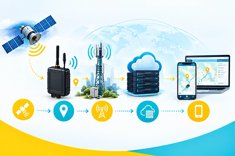 نحوه کار ردیاب آنتنی و ارسال موقعیت GPS