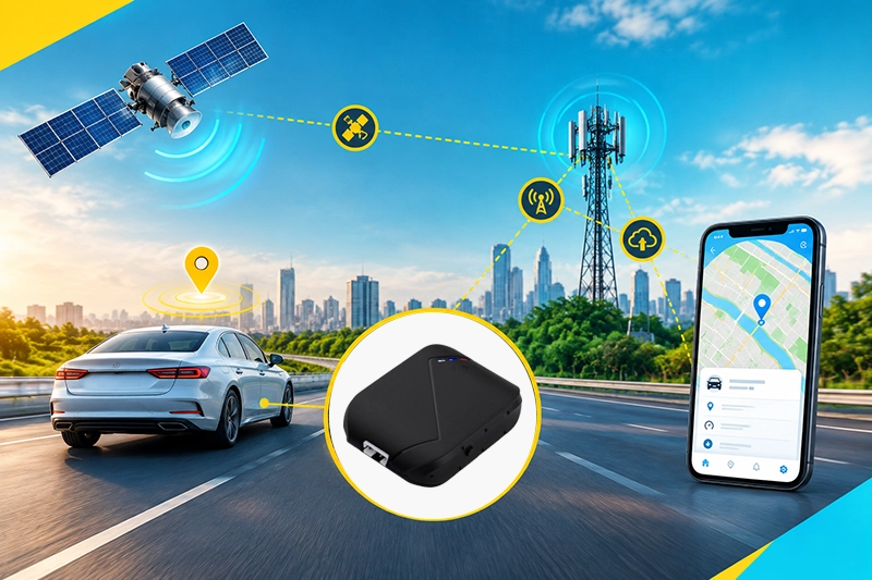 ارتباط ردیاب GPS خودرو با ماهواره، شبکه مخابراتی و نرم‌افزار موبایل